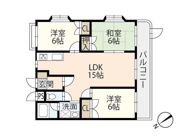 グローバルハイツ(3LDK/1階)の間取り写真