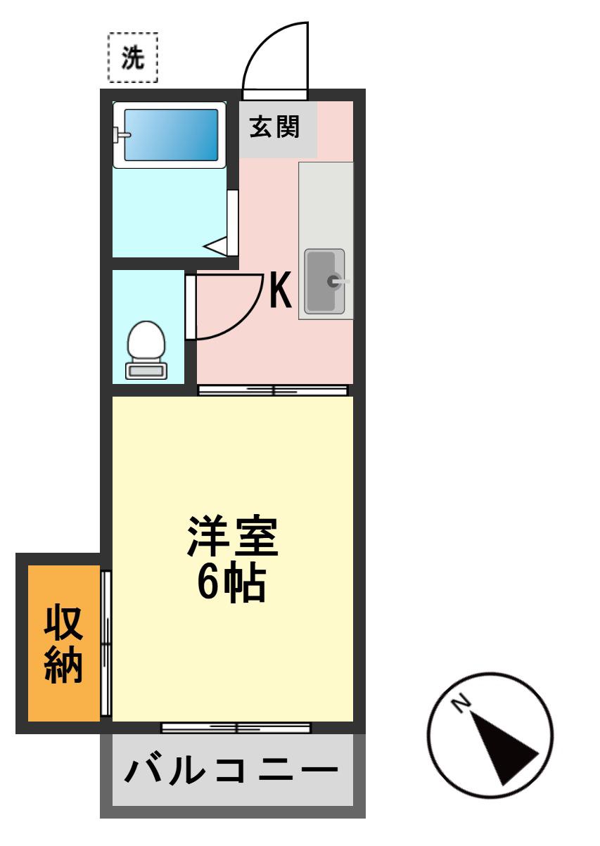 パールハイツ(1K/1階)の間取り写真