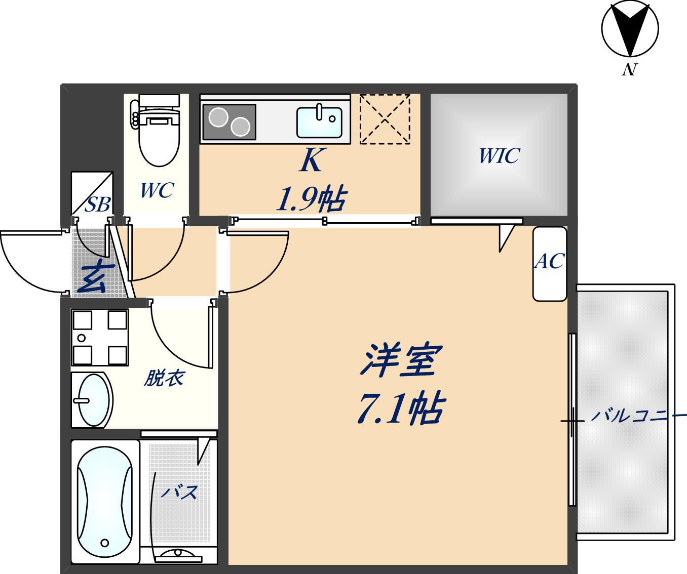 グレージュ山手II(1K/1階)の間取り写真