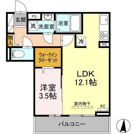スペランツァ ドゥーエ(1LDK/3階)の間取り写真