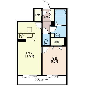 エレガンス湘南(1LDK/3階)の間取り写真