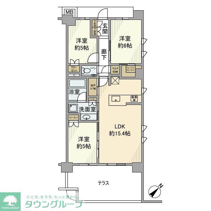 プラウド朝霞台(3LDK/1階)の間取り写真