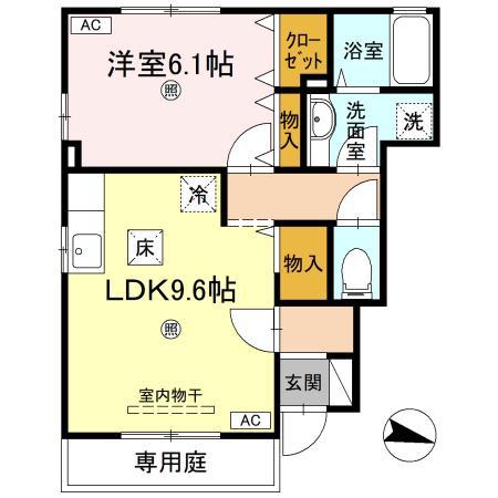 ルーラルタウンA棟(1LDK/1階)の間取り写真