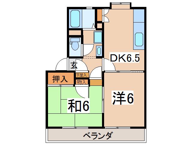 ウイロードベータ(2DK/2階)の間取り写真