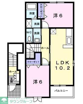 コルティーレ(2LDK/2階)の間取り写真