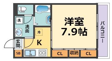 甲子園マンション(1K/2階)の間取り写真