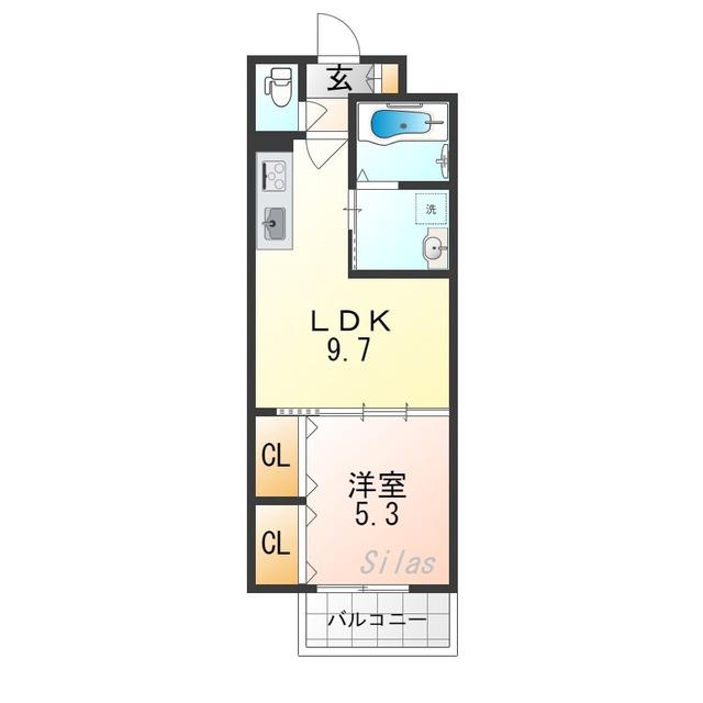 クリエオーレ角田(1LDK/2階)の間取り写真