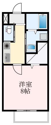 クオリア東茱萸木(1K/2階)の間取り写真