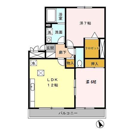 グリーンコート(2LDK/1階)の間取り写真