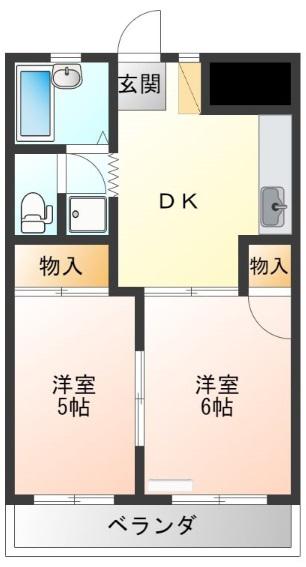 サンハイツPARTI(2DK/3階)の間取り写真