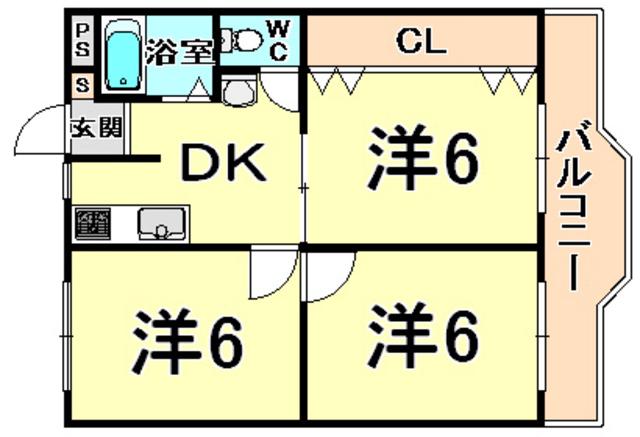 キャピタルビルド(3DK/3階)の間取り写真