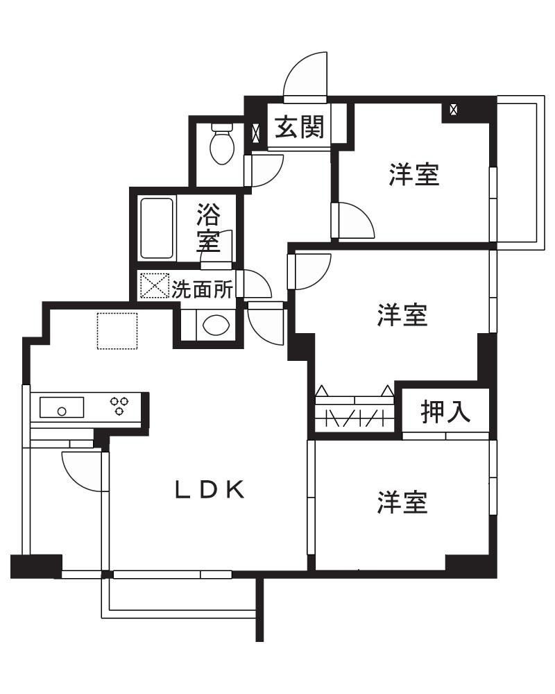 琳和クレストコート(3LDK/1階)の間取り写真