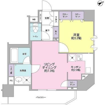 サンピエス大森(1LDK/14階)の間取り写真