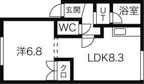 マンションむらかみⅡ(1LDK/1階)の間取り写真