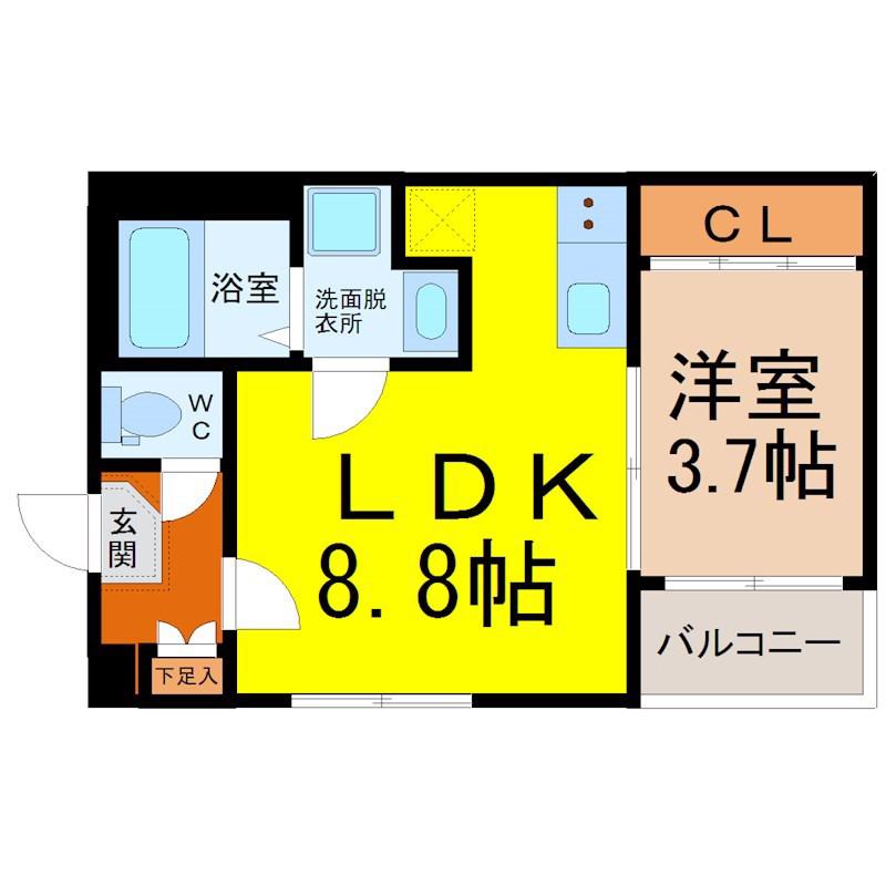 アラベスク(1LDK/2階)の間取り写真