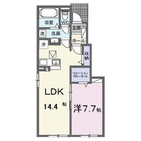 カファーラ・N(1LDK/1階)の間取り写真