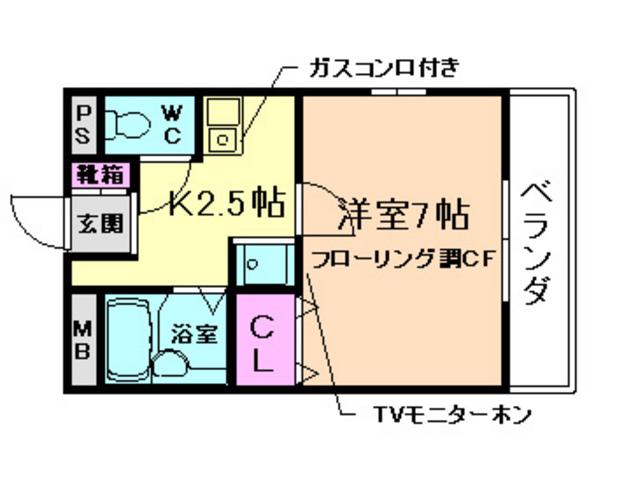 ラフォーレ池田(1K/2階)の間取り写真