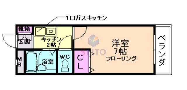 エスポワール(1K/1階)の間取り写真