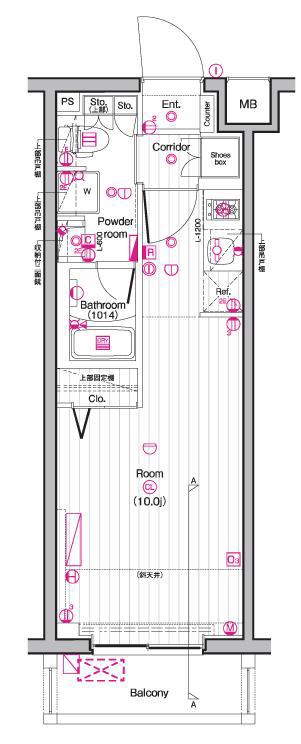 THE PREMIUM CUBE G 東中野(1K/1階)の間取り写真