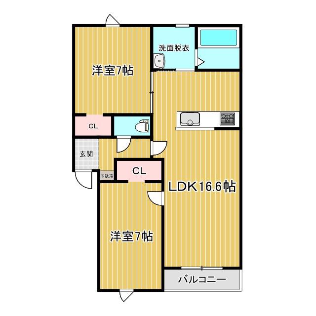 DOLCE BOSCO(2LDK/1階)の間取り写真