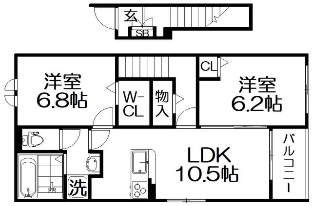 ラ・メゾン・セレニテ(2LDK/1階)の間取り写真