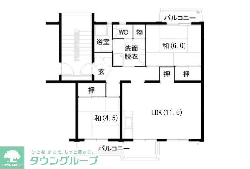 壱岐82棟(2LDK/4階)の間取り写真