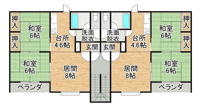 コーポサンライトA(2LDK/2階)の間取り写真
