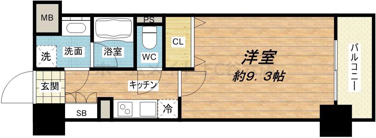 エスリード長堀タワー(1K/5階)の間取り写真
