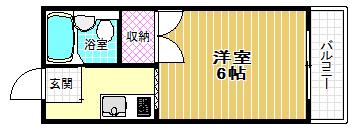 山元マンションD棟(ワンルーム/1階)の間取り写真