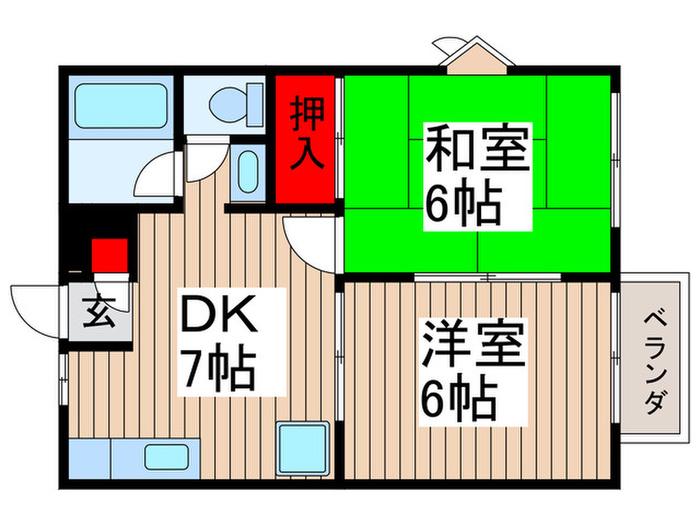 セレニティ―渋谷(2DK/2階)の間取り写真