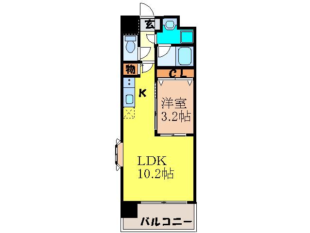 パークレジデンス江坂(1LDK/1階)の間取り写真