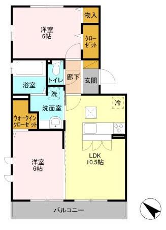 シャルマンドミール(2LDK/3階)の間取り写真
