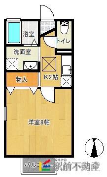 サンセールカンザキB(1K/2階)の間取り写真