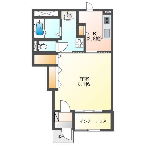 アプリール(1K/1階)の間取り写真