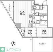 GRANDUO下北沢12(2LDK/4階)の間取り写真