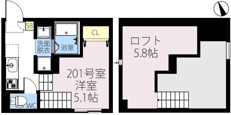 ライゼスト新松戸西(ワンルーム/2階)の間取り写真