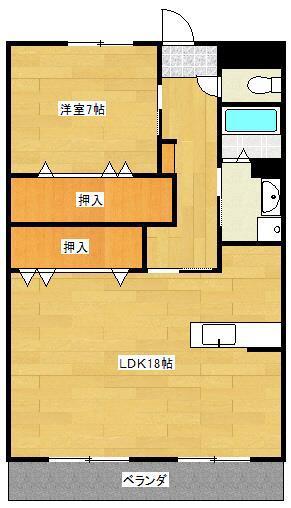 サンヒルズ花畑(1LDK/2階)の間取り写真
