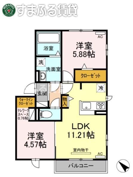 サクセスVII(2LDK/3階)の間取り写真
