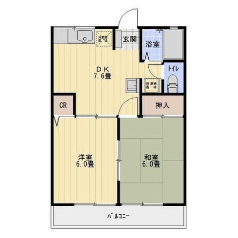 ドヌールII(2DK/2階)の間取り写真