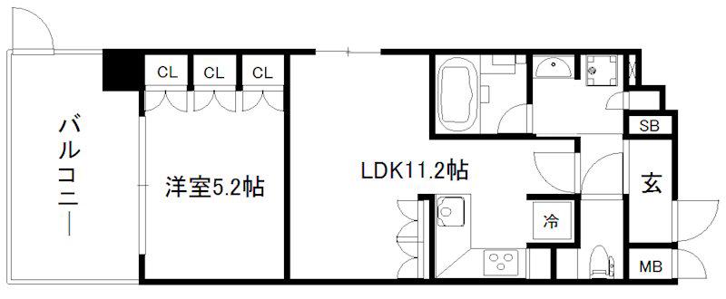 リーガル京都西陣II(1LDK/1階)の間取り写真
