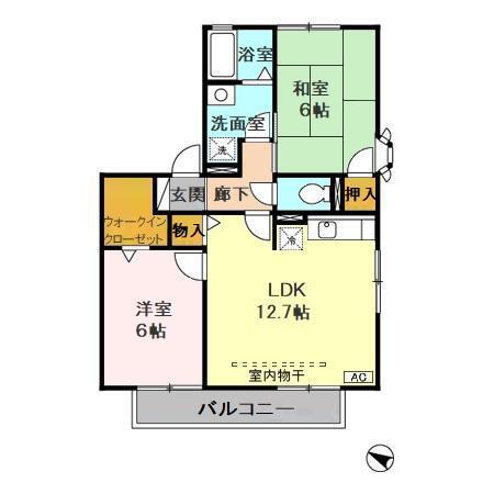 ルミエールK(2LDK/1階)の間取り写真