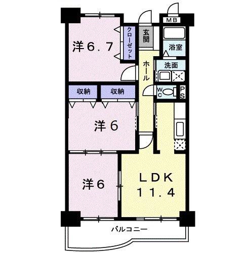 クラール(3LDK/2階)の間取り写真