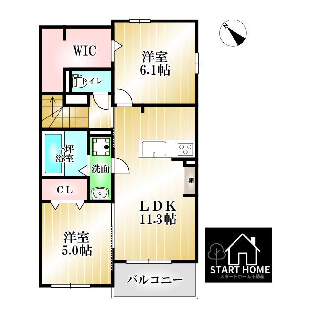 ルミエール松茂西 II(2LDK/2階)の間取り写真