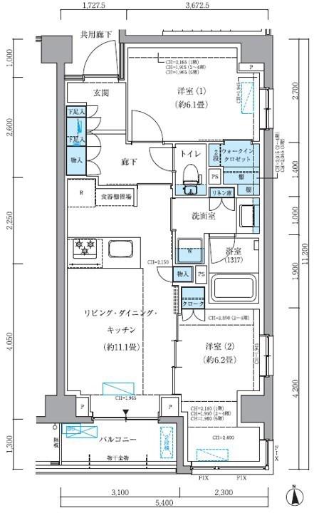 パークアクシス品川シーサイド(2LDK/3階)の間取り写真