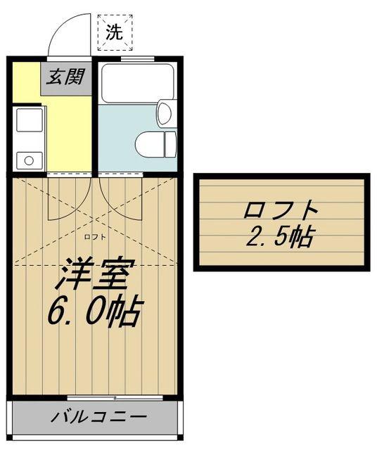ヴィラフローラ(1K/2階)の間取り写真