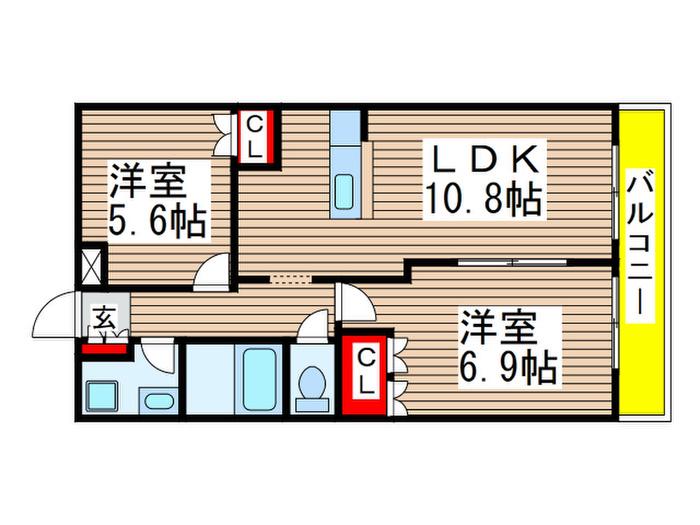 シンフォニー(2LDK/1階)の間取り写真