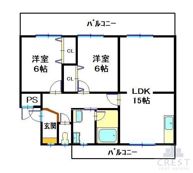 あすなろハイツ川口(2LDK/2階)の間取り写真