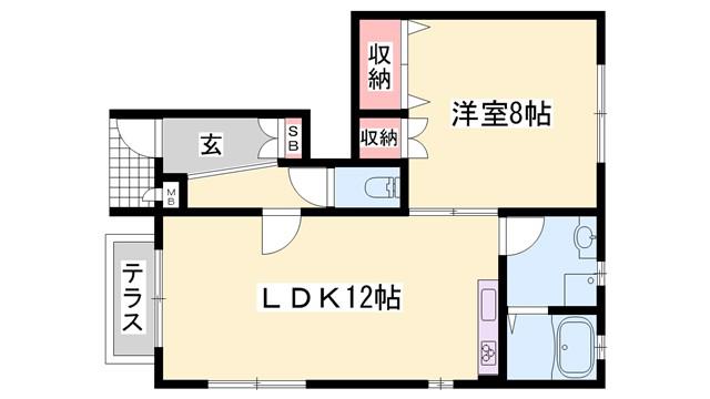 ハイツポジティブ(1LDK/1階)の間取り写真