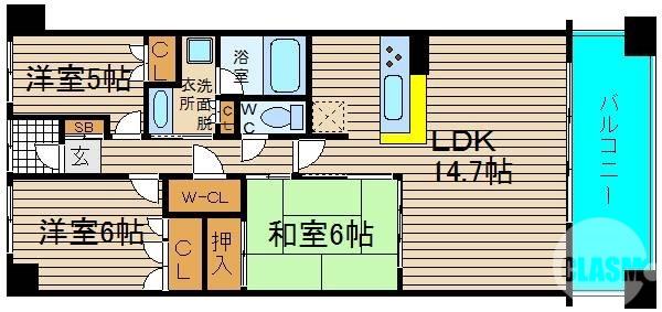 堺東シティータワー(3LDK/5階)の間取り写真