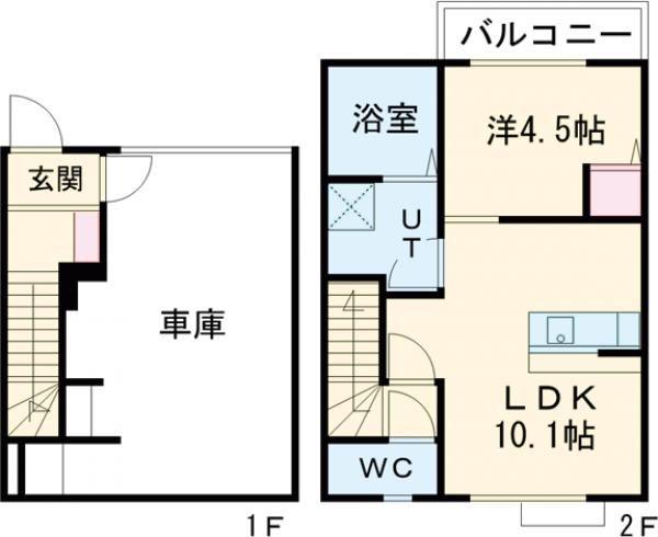 AS GARAGE II・III(1LDK/1階)の間取り写真